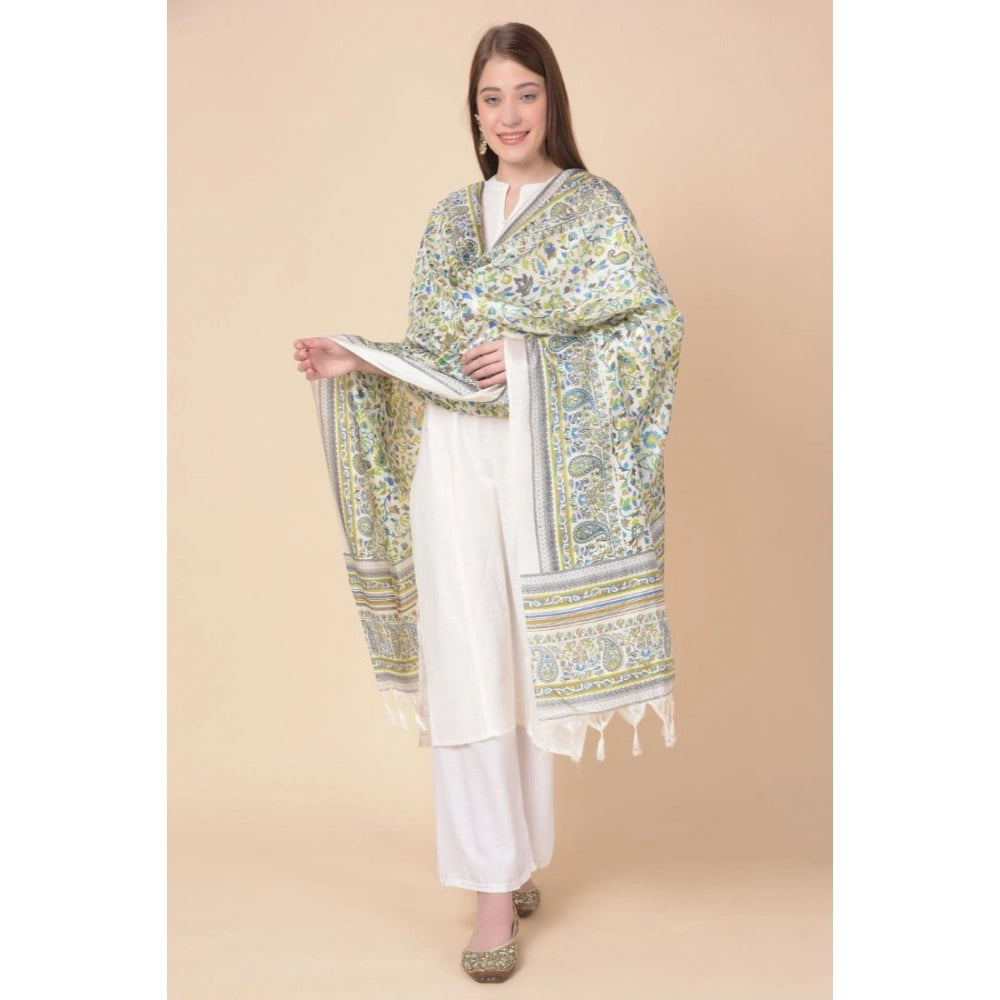 Generic Women's Art Silk Printed Dupatta (Grey, Length: 2.25 to 2.50 Mtr)