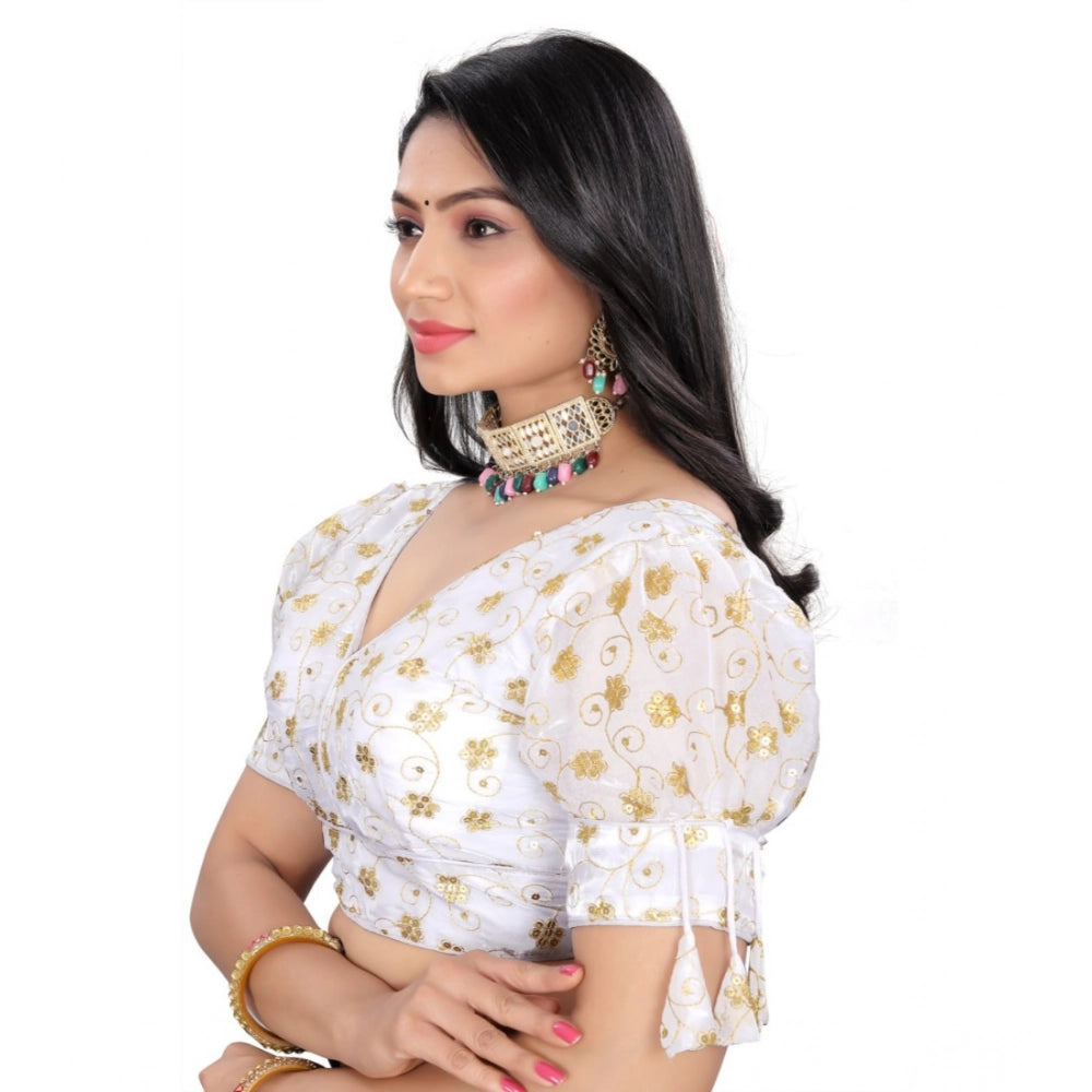 Generic Women's Jimmy Choo Embroidery Readymade Blouse (White, Size: Free Size)
