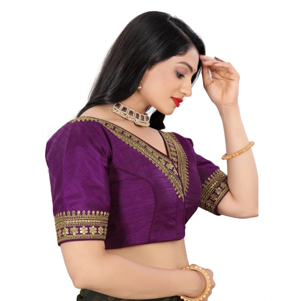 Generic Women's Banglory Embroidery Readymade Blouse (Magenta, Size: Free Size)