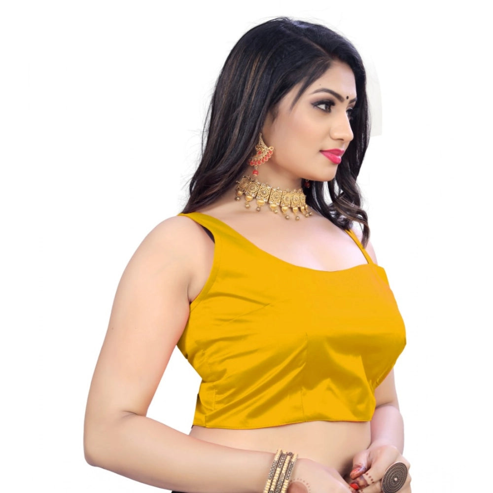 Generic Women's Satin Satin Readymade Blouse (Mustard, Size: Free Size)
