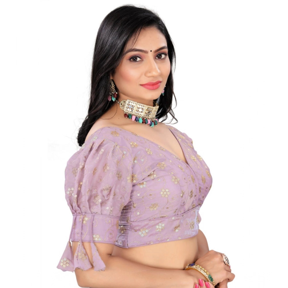 Generic Women's Jimmy Choo Embroidery Readymade Blouse (Lavender, Size: Free Size)