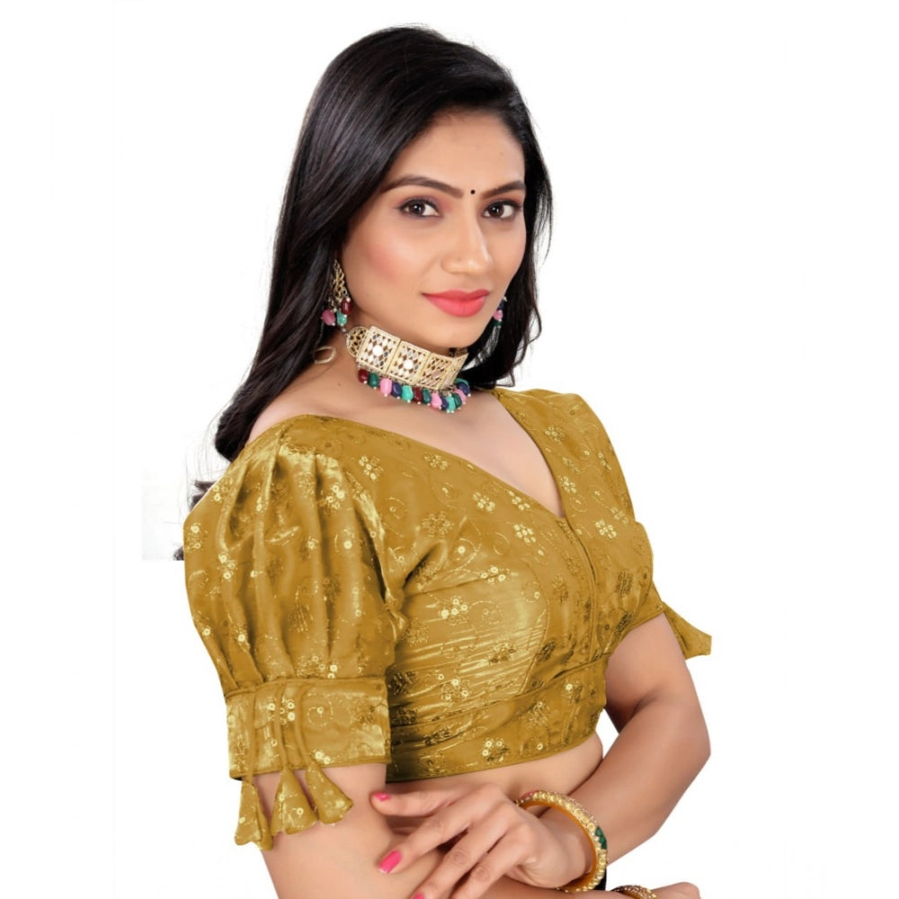 Generic Women's Jimmy Choo Embroidery Readymade Blouse (Gold, Size: Free Size)