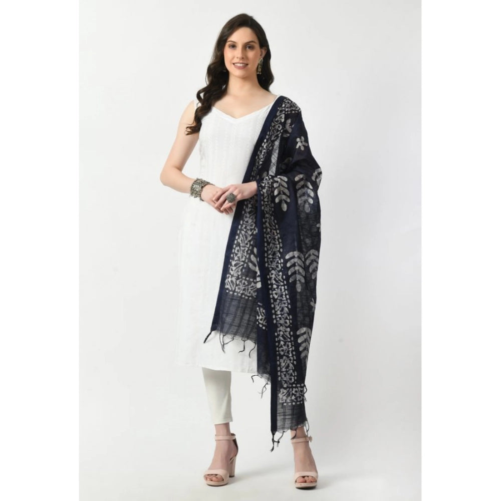 Generic Women's Cotton Printed Dupatta (Blue, Length: Free Size)