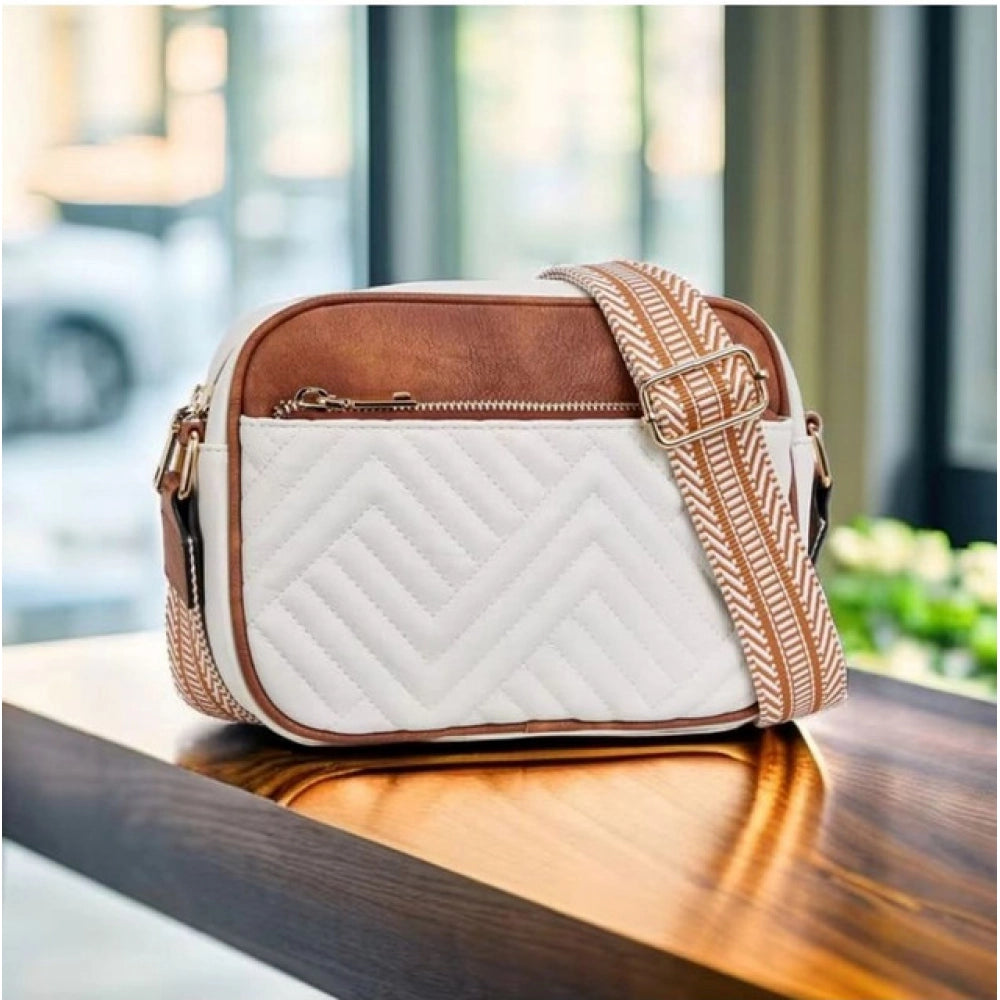 Generic Women's PU Leather Zipper Sling Bag
