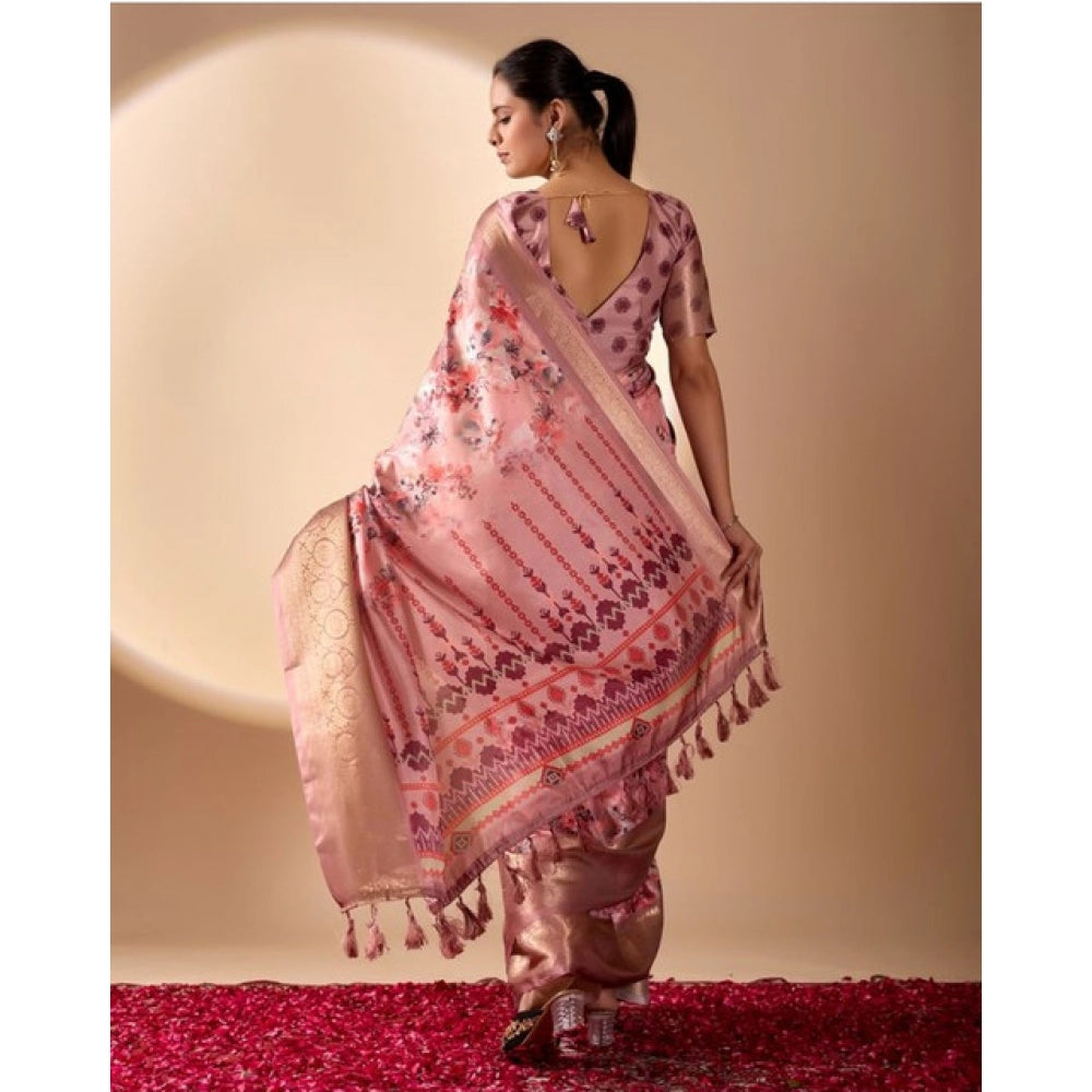 Generic Women's Faux_Silk Woven Saree With Unstitched Blouse 5.5Mtr (Pink)