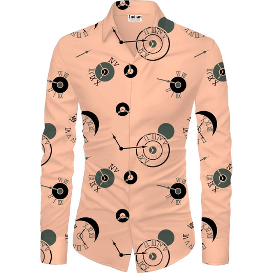 Generic Men's Casual Floral Printed Cotton Blend Unstitched Shirt Fabric 1.6 Mtrs (Orange)