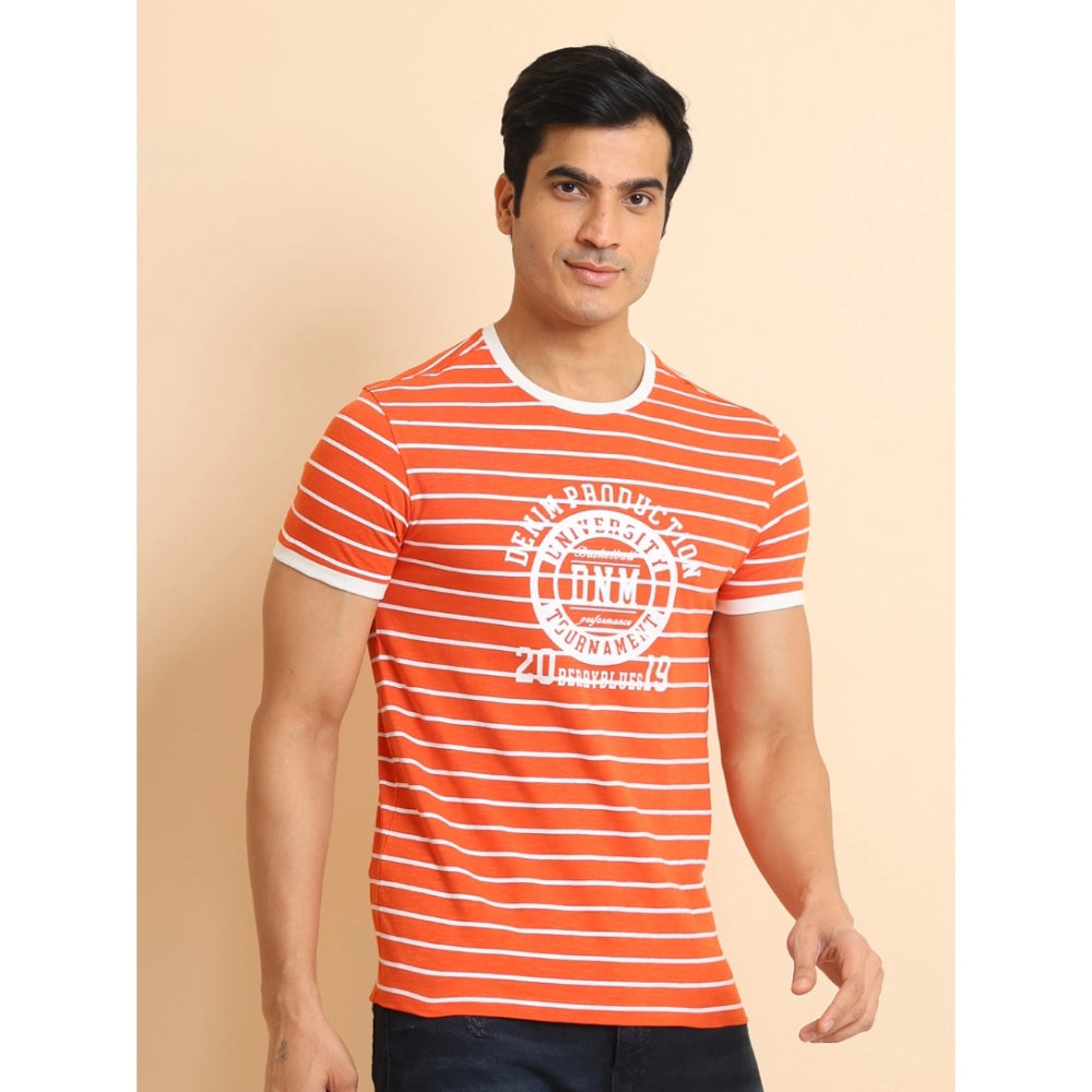 Generic Men's Casual Cotton Printed Round Neck Half Sleeve T-Shirt (Rust)