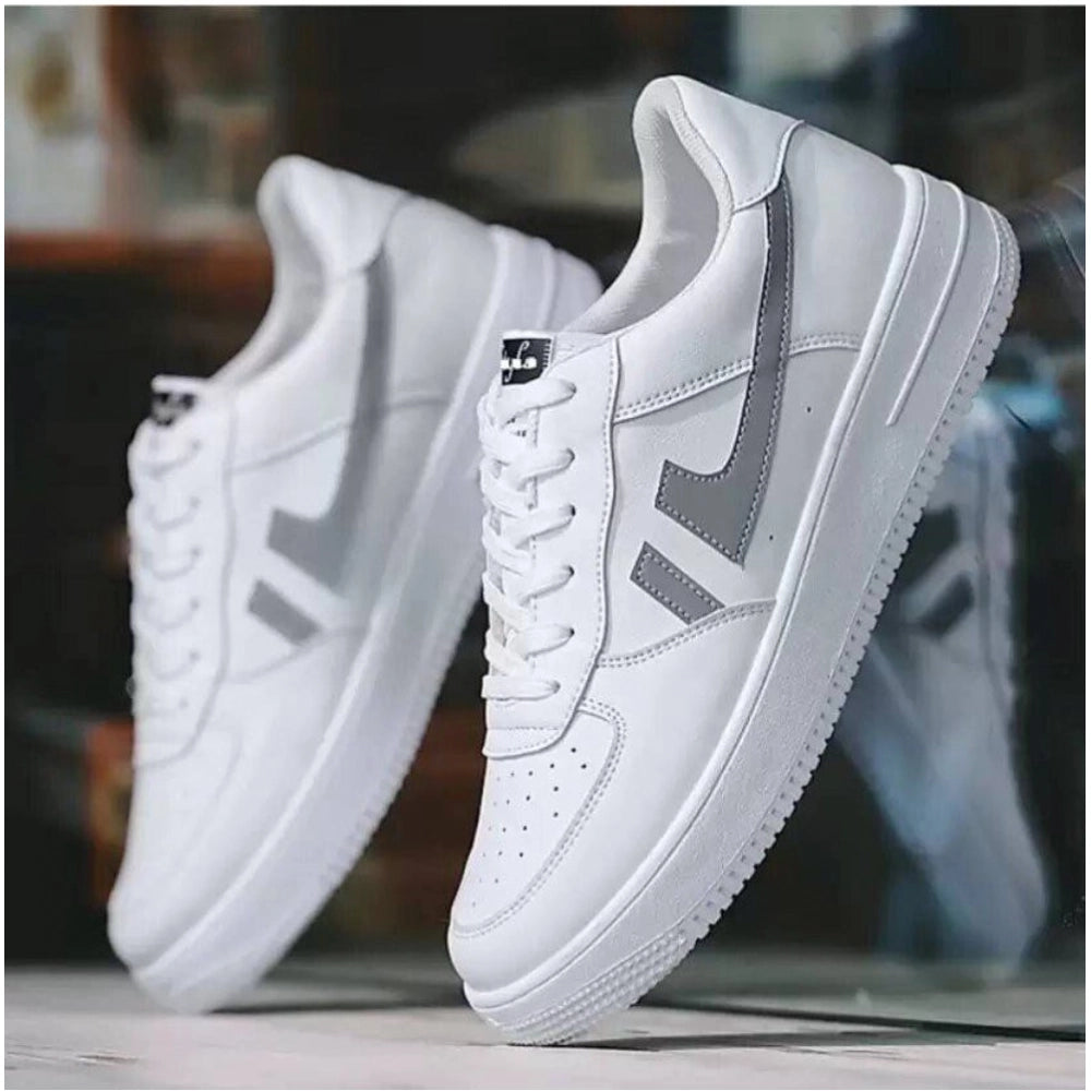 Generic Men's Casual Synthetic Solid Lace-Up Shoes (White)