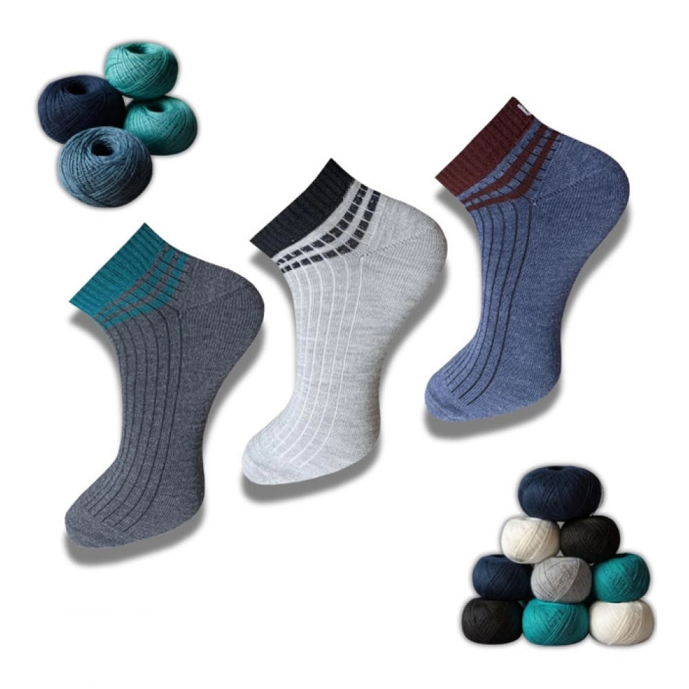 Generic 3_Pair Set Unisex Casual Cotton Printed Low Cut Socks (Multicolor)