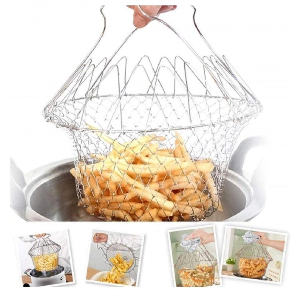 Generic Foldable Chef Basket – Multi-Function Strainer And Steamer (Color: Assorted )