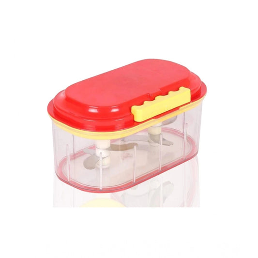 Generic Pack Of 2_Twin Bowl Dual-Blade Hand Chopper | Manual Food Processor for Vegetables And Fruits (Color: Assorted )