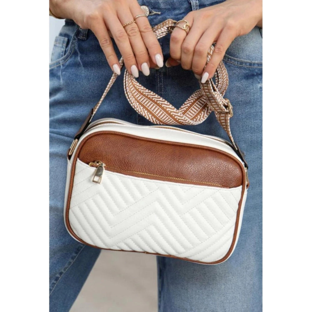 Generic Women's PU Leather Zipper Sling Bag